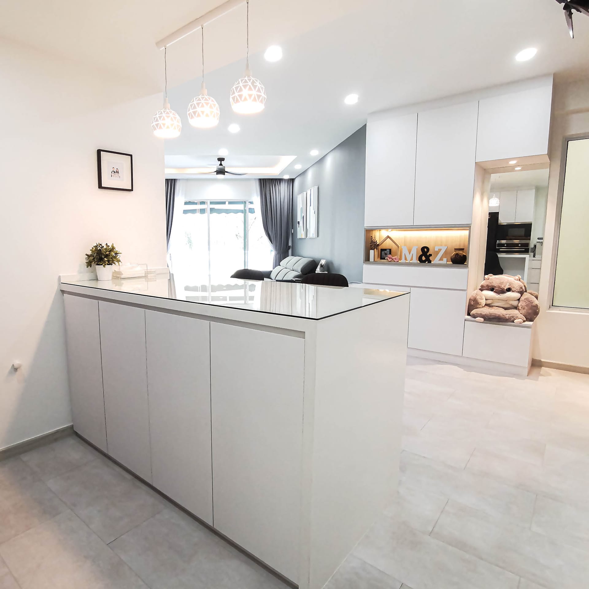 Euphony Gardens showcase two bathroom and living room with Scandinavian joinery